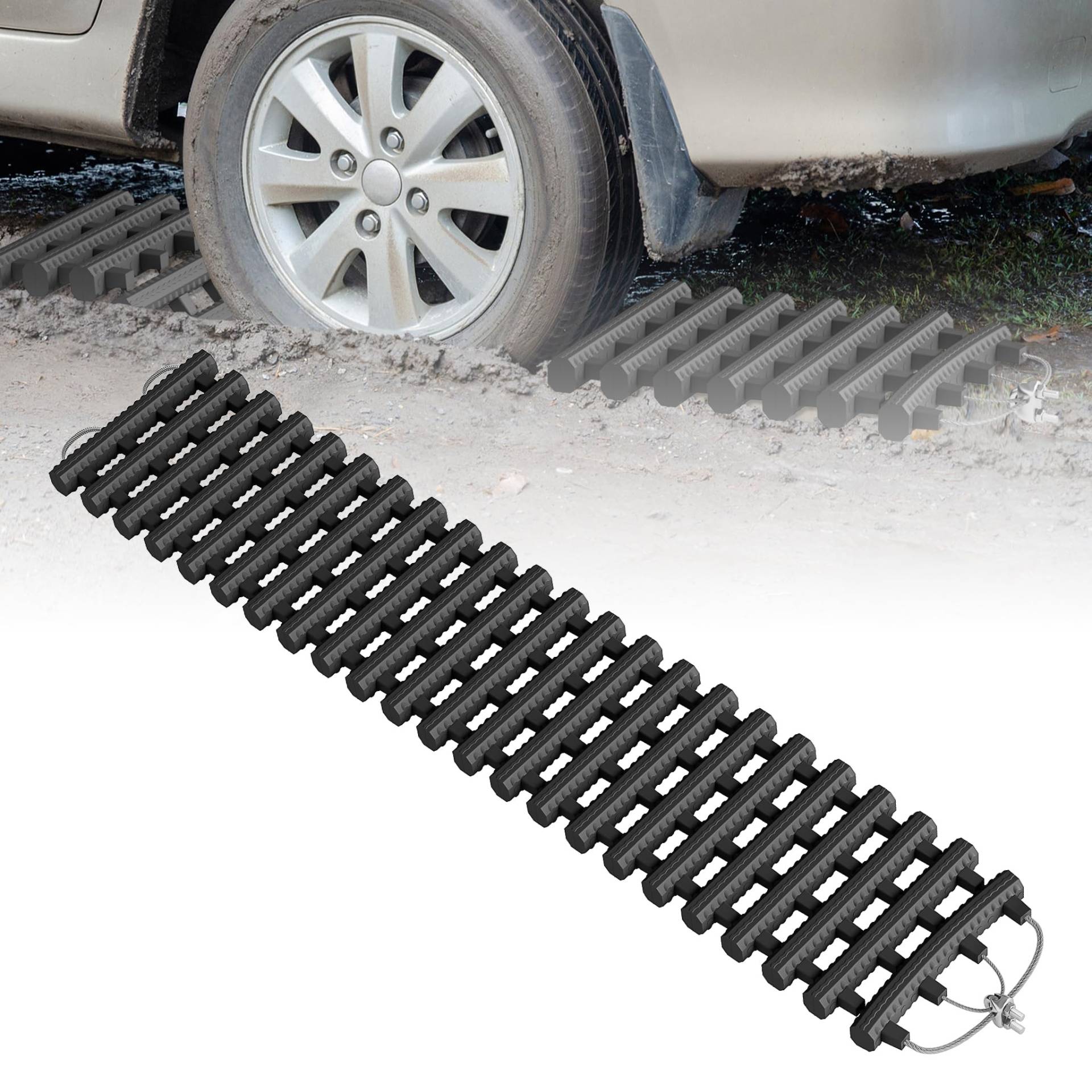 2 Stück 100cm Faltbare Traktionshilfe Set mit Tragetasche– Anfahrhilfe für Wohnmobil, Offroad, Camping und Notfälle, Ideal für Schnee, Eis und Schlamm, Leicht zu Tragen und Einfach zu Transportieren von XMTECH