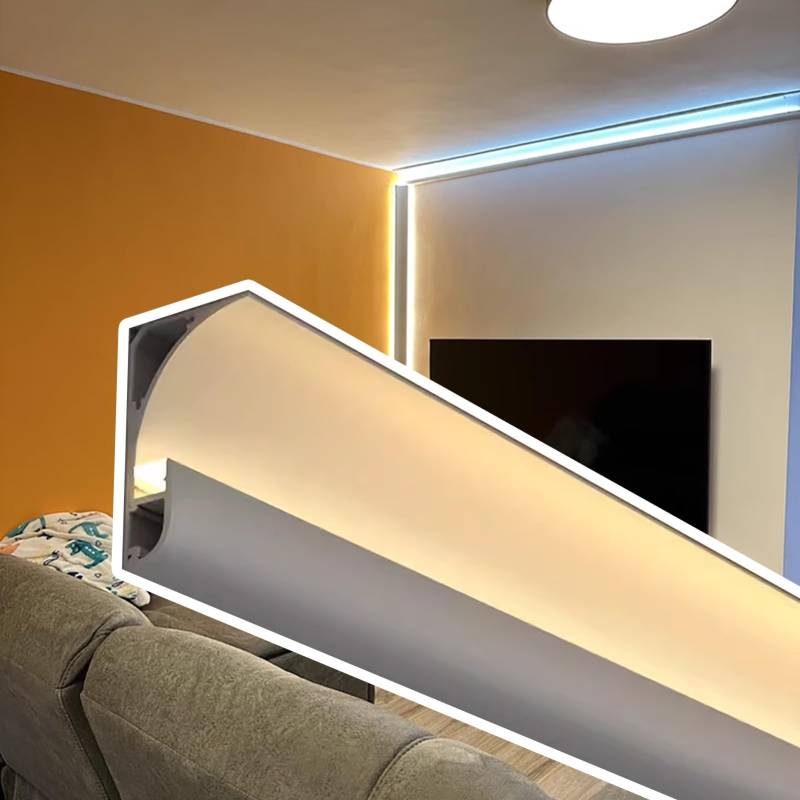 LED-Profil, LED-Lichtstreifen-Diffusorkanal, randloser Aluminium-Trockenbau, LED-Lichtstreifen-Schienenkanal für Wohnmobile, indirekte LED-Deckenbeleuchtung, Hohlkehlenform (weiß, 14 m (45,9 Fuß)) von XMWOEIX