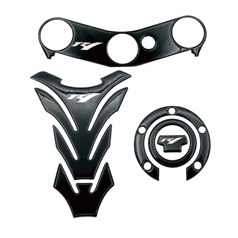 XNASU Personalisiert Für Yamaha R1 YZFR1 ZF1000 2002-2006 3D Aufkleber Öl Gas Kraftstoff Tank Pads Schutz Triple Clamp Aufkleber(Black 2a) von XNASU