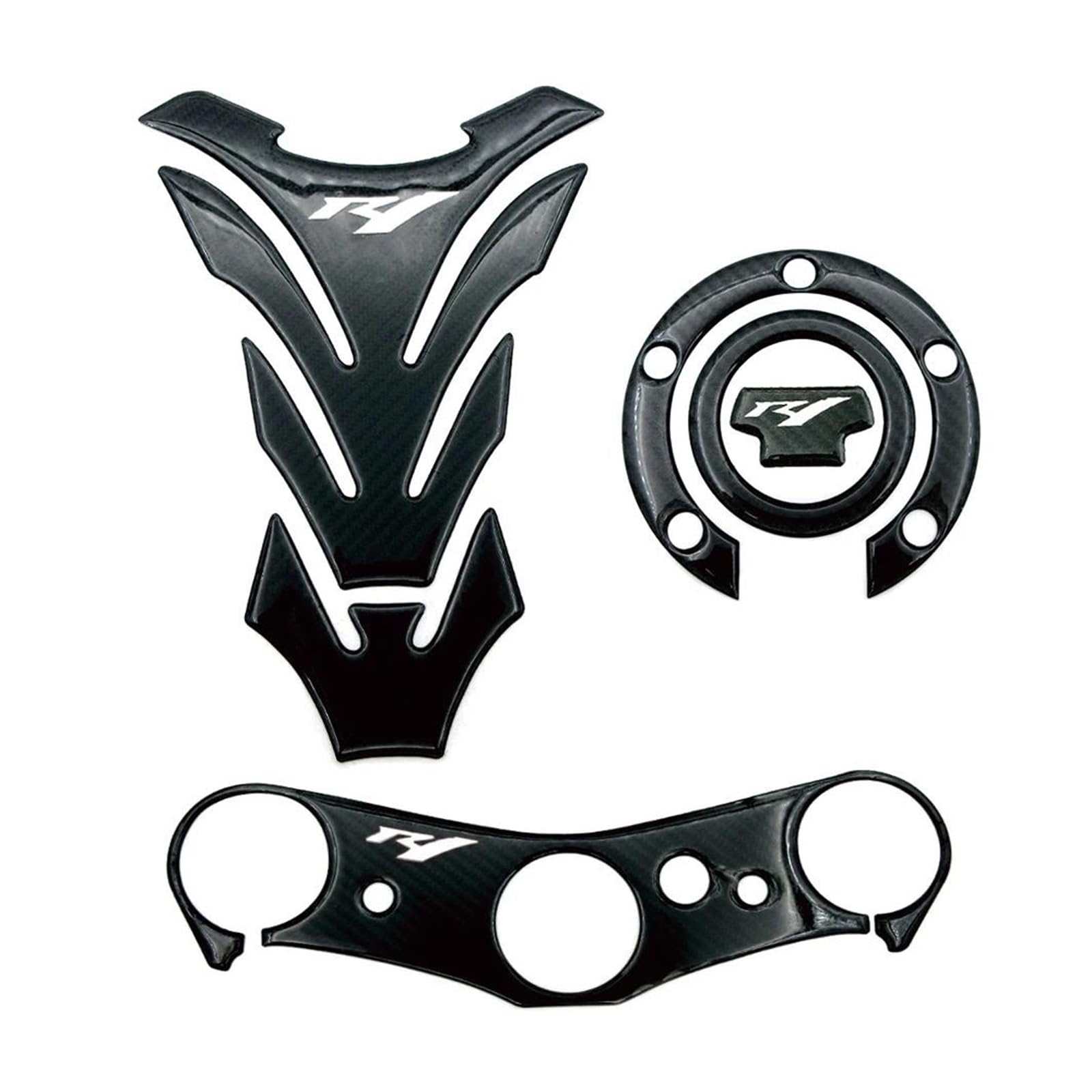 XNASU Personalisiert Für Yamaha YZFR1 R1 YZF1000 2007 2008 3D Aufkleber Öl Gas Kraftstoff Tank Pads Schutz Triple Clamp Aufkleber(Black 2a) von XNASU