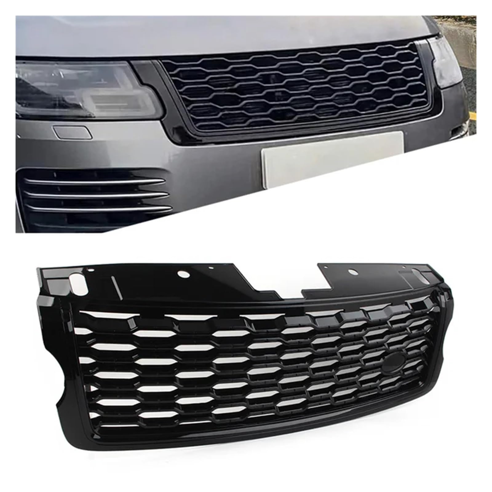 Auto Vorderen Stoßfänger Oberen Mesh Grille Facelift Kompatibel for Land Rover Range Rover Vogue L405 2013 2014 2015 2016 2017 LR098080 LR098084(Black) von XNBHZKKRN