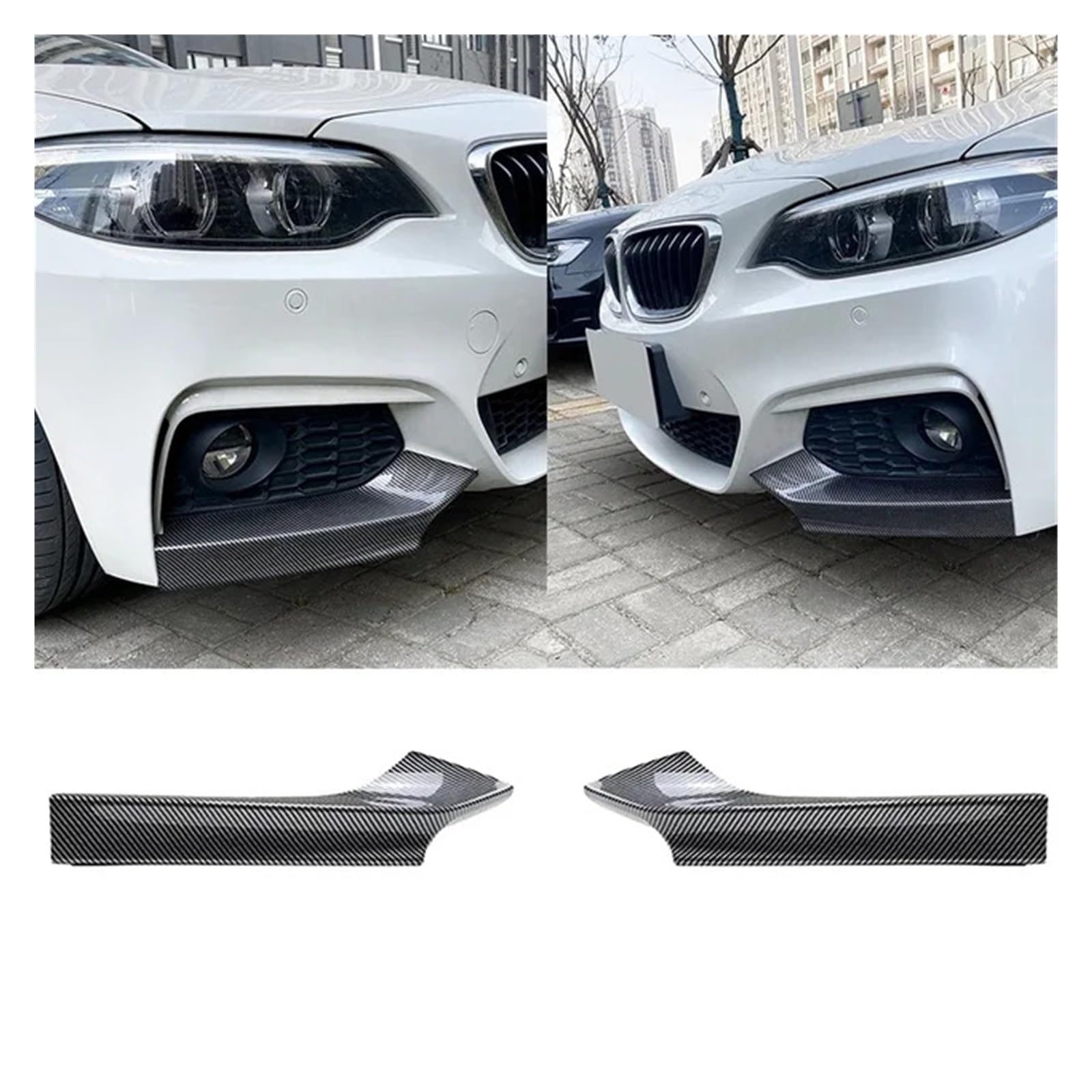 Frontstoßstangen-Seitenlippenspoilerabdeckung, Frontwickel-Eckaufkleber, kompatibel mit BMW 2er-Serie F22 F23 Sport 2014-2022, Automobilteile(Carbon Fiber) von XNBHZKKRN