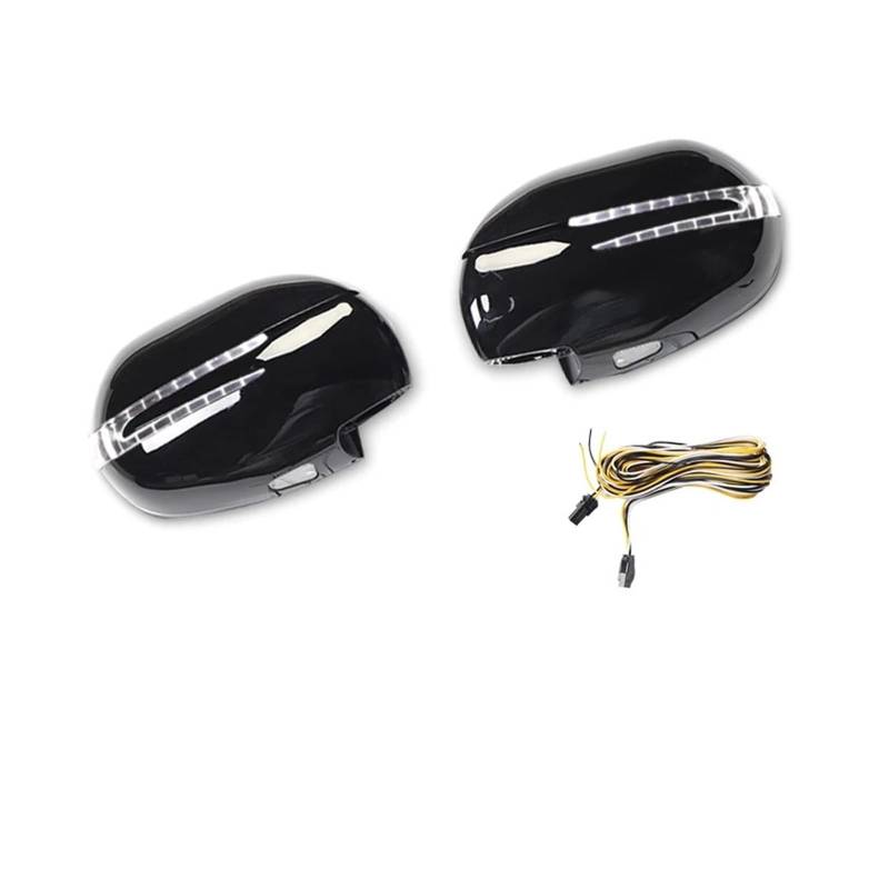 Kompatibel mit Toyota Land Cruiser Prado 120 2003–2009, Rückspiegelabdeckung, dynamische Glühbirne, FJ120, LC120, LED-Blinker, Modifikationszubehör(03-09 Pearl Black A) von XNBHZKKRN