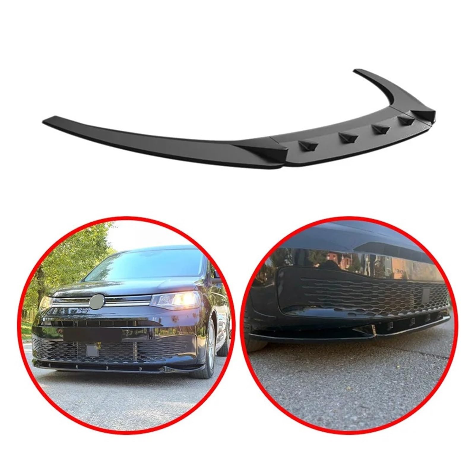 Kompatibel mit VW Caddy Mk5 2021 2022 2023 2024 Spoiler Auto Frontstoßstange Lippe Glänzend Schwarz oder Carbon Fiber Look Body Kit(Carbon Look) von XNBHZKKRN