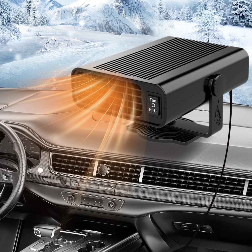 XPJBKC Heizlüfter Auto, 12V Auto Heizlüfter Zeitschaltuhr, Auto Heizung Defroster, Tragbare Autoheizung, 360 ° Drehbasis, Anti-Beschlag Auto-Heizung Windschutzscheibe Defroster für Schnelles Abtauen von XPJBKC