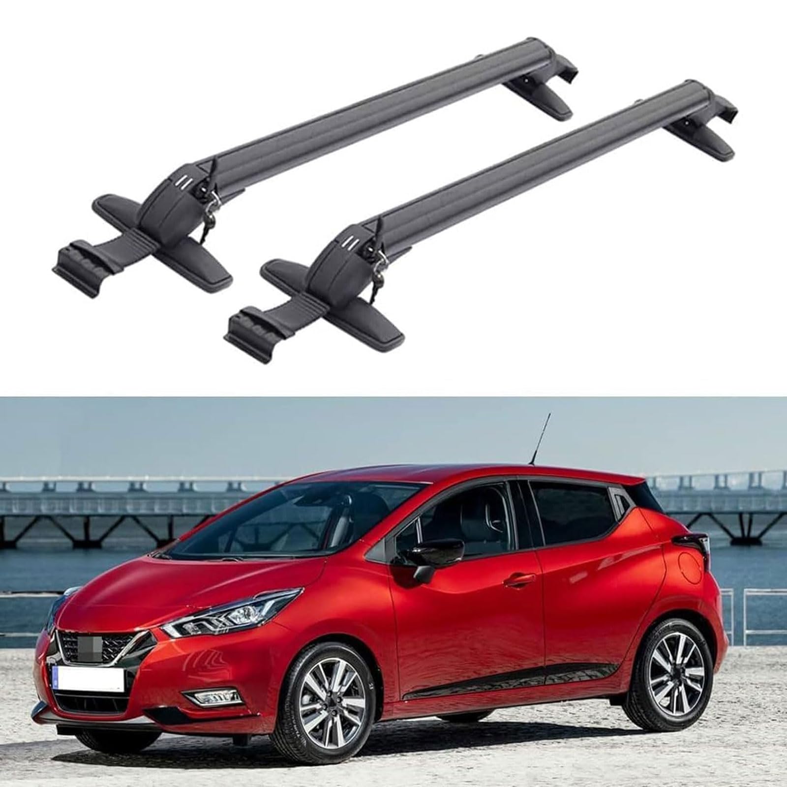 Dachgepäckträger-Querträger kompatibel für Nissan Micra Hatchback 2017 2018 2019 2020 2021 2022, Dachreling-Querträger, Dachgepäckträger von XPZBTV