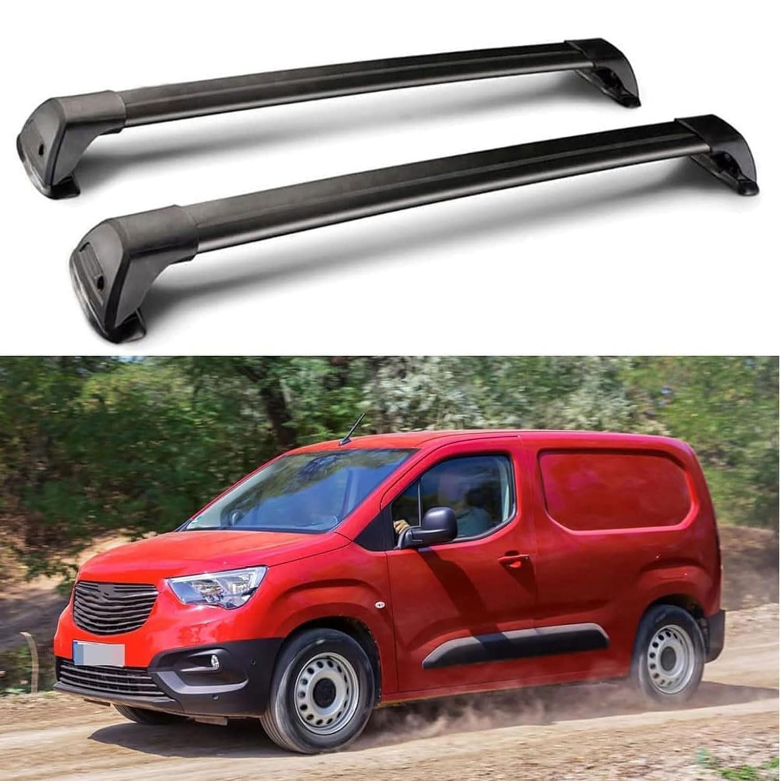 Dachgepäckträger-Querträger kompatibel für Opel Combo (2 Bar) 5 Door Van 2018 2019 2020 2021, Dachreling-Querträger, Dachgepäckträger von XPZBTV