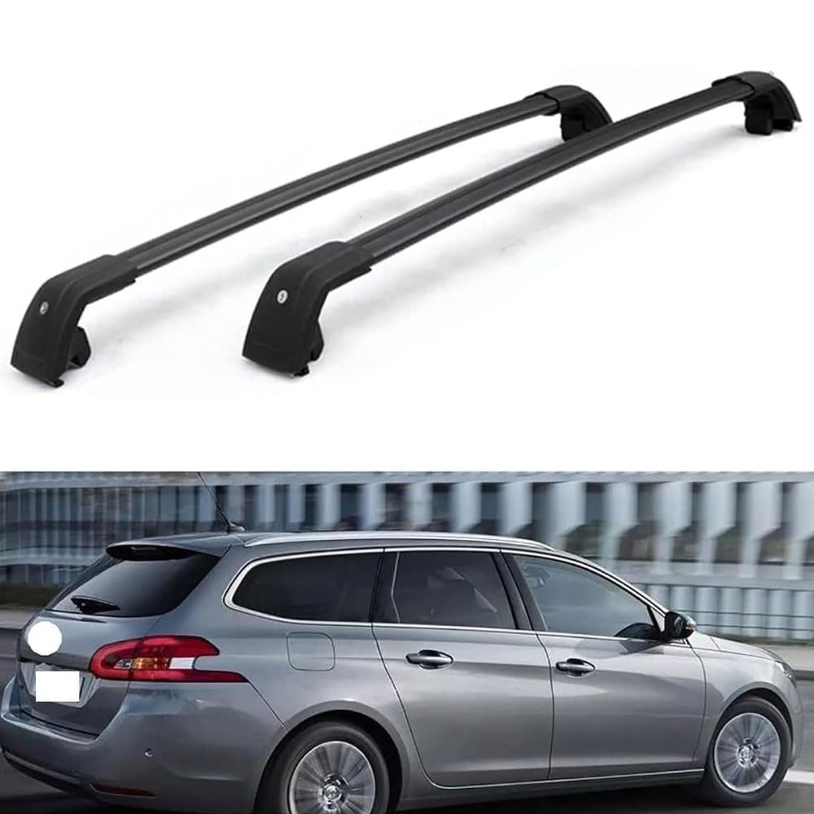 Dachgepäckträger-Querträger kompatibel für Peugeot 308 SW 2007-2009 2010 2011 2012 2013 2014 2015 2016 2017 2018 2019, Dachreling-Querträger, Dachgepäckträger von XPZBTV