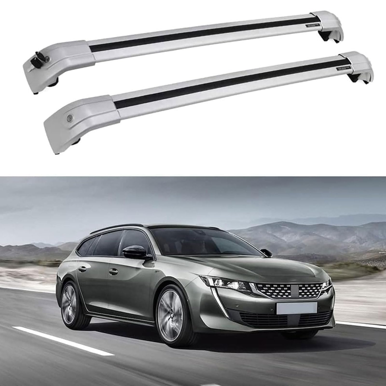 Dachgepäckträger-Querträger kompatibel für Peugeot 508 SW 2019 2020 2021, Dachreling-Querträger, Dachgepäckträger von XPZBTV