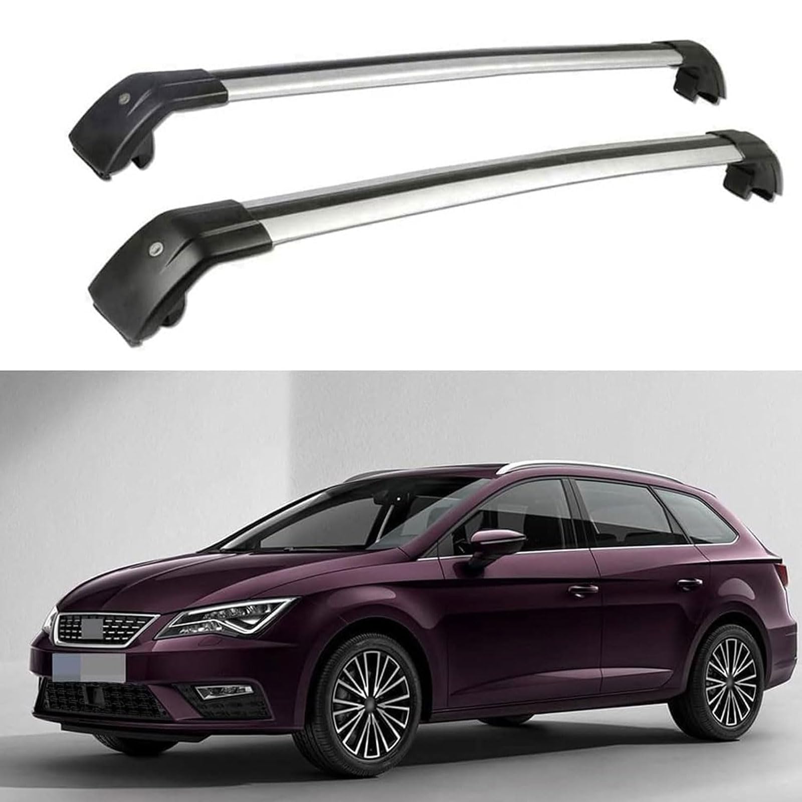 Dachgepäckträger-Querträger kompatibel für Seat Leon St 5 Door Estate 2017 2018 2019 2020 2021, Dachreling-Querträger, Dachgepäckträger von XPZBTV