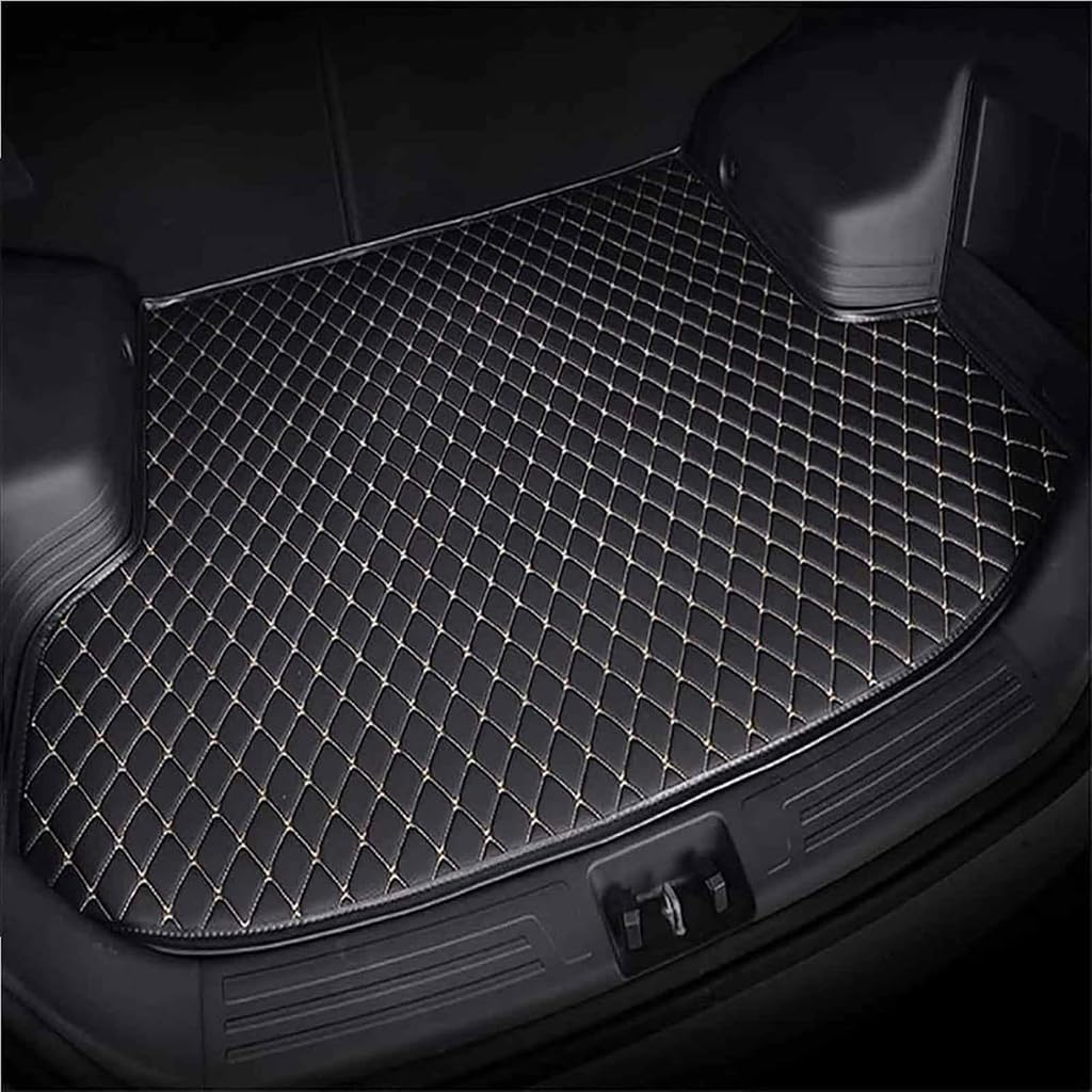 Auto Leder Kofferraummatten für Benz GL 2013-2024 (with net on one Side), Auto Kofferraumwanne Schutzmatte Zubehör,A-Black-beige von XQHZFDPX