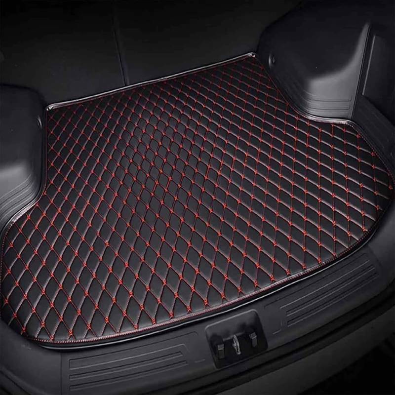 Auto Leder Kofferraummatten für Benz GL 2013-2024 (with net on one Side), Auto Kofferraumwanne Schutzmatte Zubehör,A-Black-red von XQHZFDPX