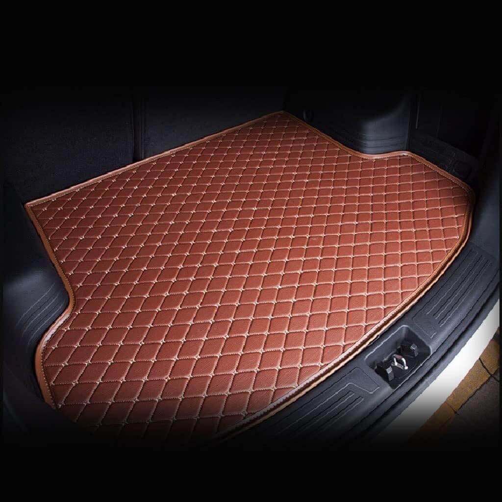 Auto Leder Kofferraummatten für Skoda Yeti(No Cup Holder on The backrest, Spare tire at The Rear) 2014-2016, Auto Kofferraumwanne Schutzmatte Zubehör,A-Brown von XQHZFDPX