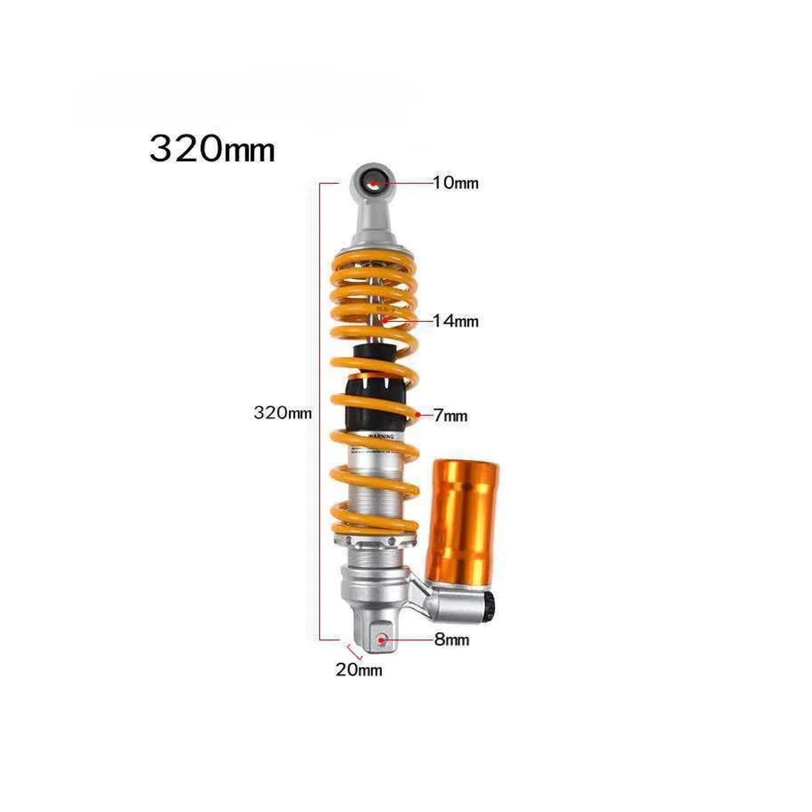 Federbein Stoßdämpfer 320mm 340mm 360mm CNC Motorrad Hinten Stoßdämpfer Invertiert Einstellbare Dämpfung Für Moto Suspension Zubehör(A) von XQSQQQKS