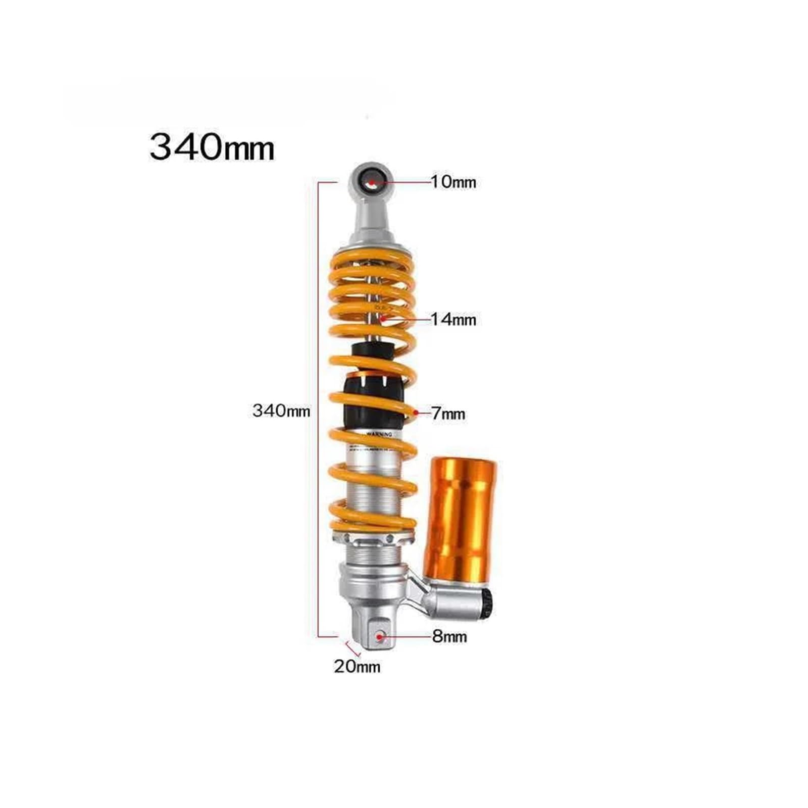 Federbein Stoßdämpfer 320mm 340mm 360mm CNC Motorrad Hinten Stoßdämpfer Invertiert Einstellbare Dämpfung Für Moto Suspension Zubehör(B) von XQSQQQKS