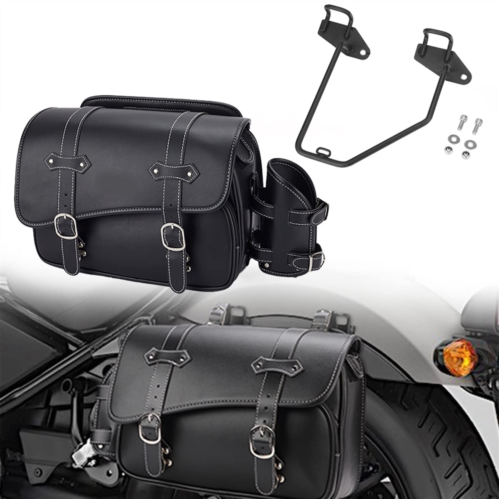 Für Honda Rebel 500 CMX500 2017 2018 2019 2020 2021 Motorrad Satteltasche Seitentasche 15L PU wasserdichte Tasche Rebel 500 CMX 500 Satteltaschen Schmücken (Color : Bundle Right) von XQSSB