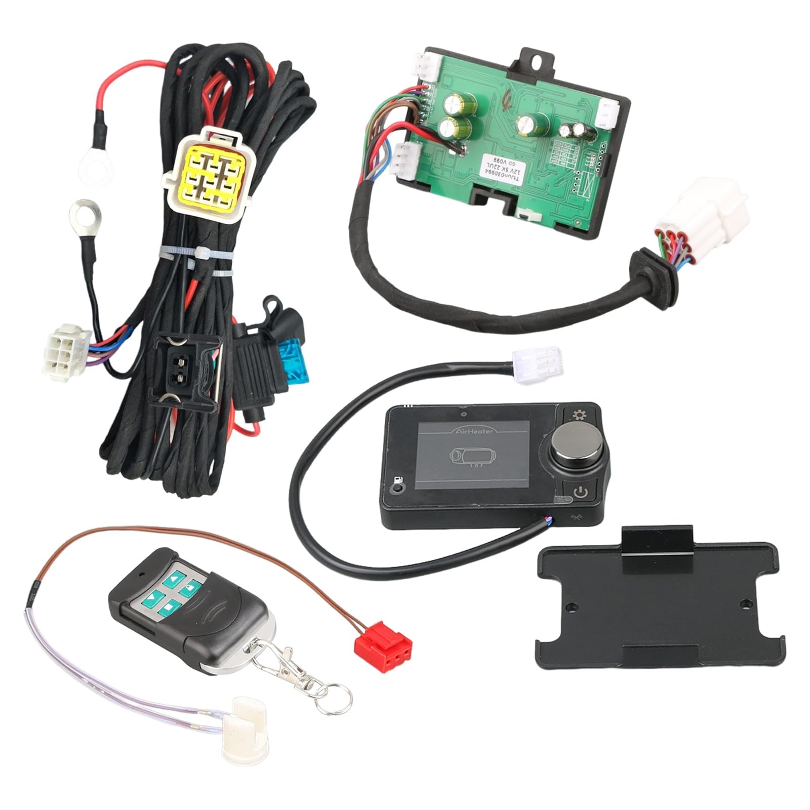 XQZMD 12 V 5 KW Auto Heizung Steuerplatine, Auto Luft Diesel Heizung Standheizung Motherboard mit Schalter & Fernbedienung & Kabelbaum & Sensor (A) von XQZMD