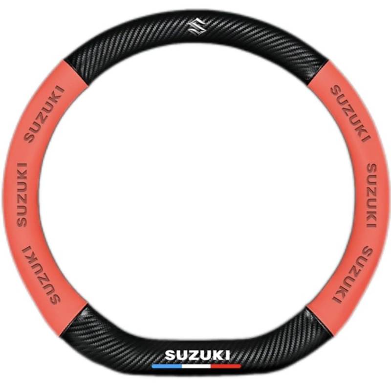 Lenkradbezug Fürs Auto für Suzuki SX4 S-Cross SCross 2014-2019 2020 2021 2022, 37-39cm Rundes D-förmiges Lenkrad Sport Atmungsaktiv Auto Innenraum Zubehör rutschfest,D-Red von XRDSF