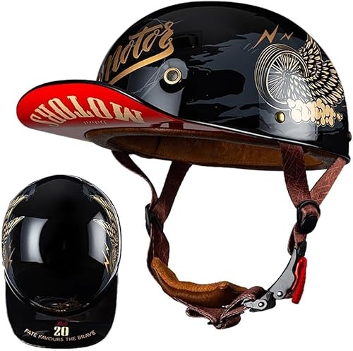 Motorrad Halbschalen Halbhelm Halbschalenhelm Baseballmütze-Helm Baseball Cap Motorradhelm Mit ECE-Zulassung Cruiser Chopper Scooter Helm Für Bike Cruiser Chopper Moped Scooter,C-2XL（63〜64CM） von XRDSHY