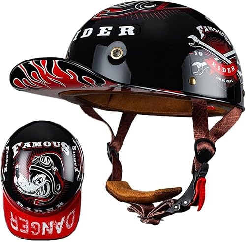 Motorrad Halbschalen Halbhelm Halbschalenhelm Baseballmütze-Helm Baseball Cap Motorradhelm Mit ECE-Zulassung Cruiser Chopper Scooter Helm Für Bike Cruiser Chopper Moped Scooter,D-2XL（63〜64CM） von XRDSHY