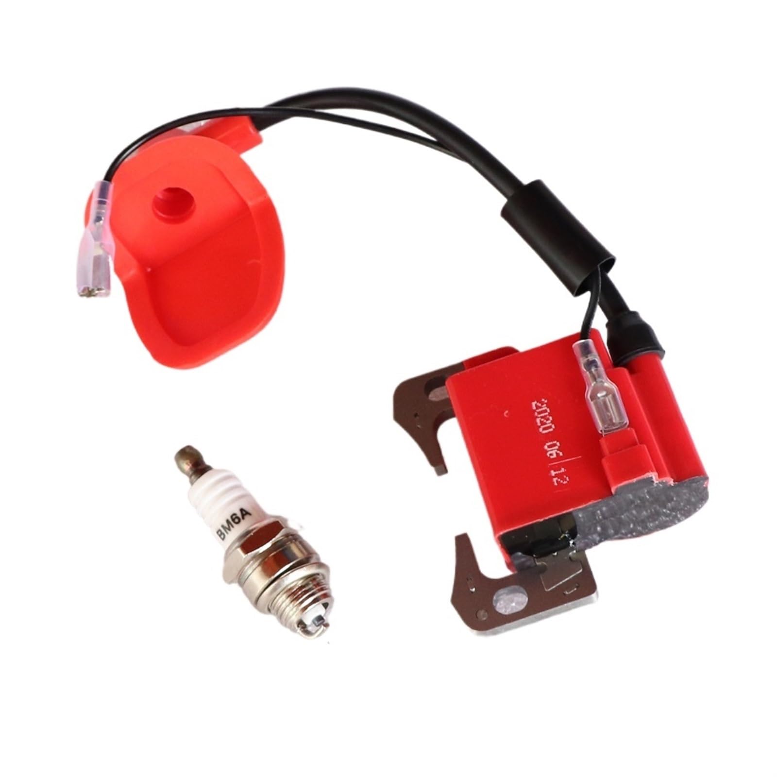 CDI Zündspule ZÜNDSPULE Set Für 43cc 47cc 49cc Für Mini Quad Pocket Dirt Bike ATV 2-Hub Motor Teil Mit L7T CMR5H ZKDL BM6A Zündkerze Zündungen(Red BM6A) von XRUKGUO