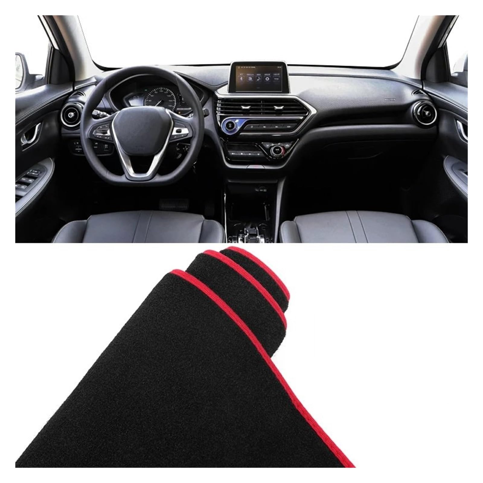 Car Dashboard Cover Mat Für Changan Für Alsvin 2018 2019 2020 2021 2022 2023 Auto-Armaturenbrett-Pad Instrumenten-Schreibtisch-Abdeckungsmatte rutschfest Armaturenbrett Matte(A Red Side) von XRUKGUO