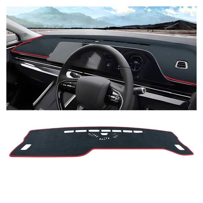 Car Dashboard Cover Mat Für Chery Für Omoda Für C5 2022 2023 2024 Omoda 5 Auto-Armaturenbrett-Abdeckung, Armaturenbrett-Matte, Sonnenschutz, rutschfeste Unterlage Armaturenbrett Matte(RHD Black Red) von XRUKGUO