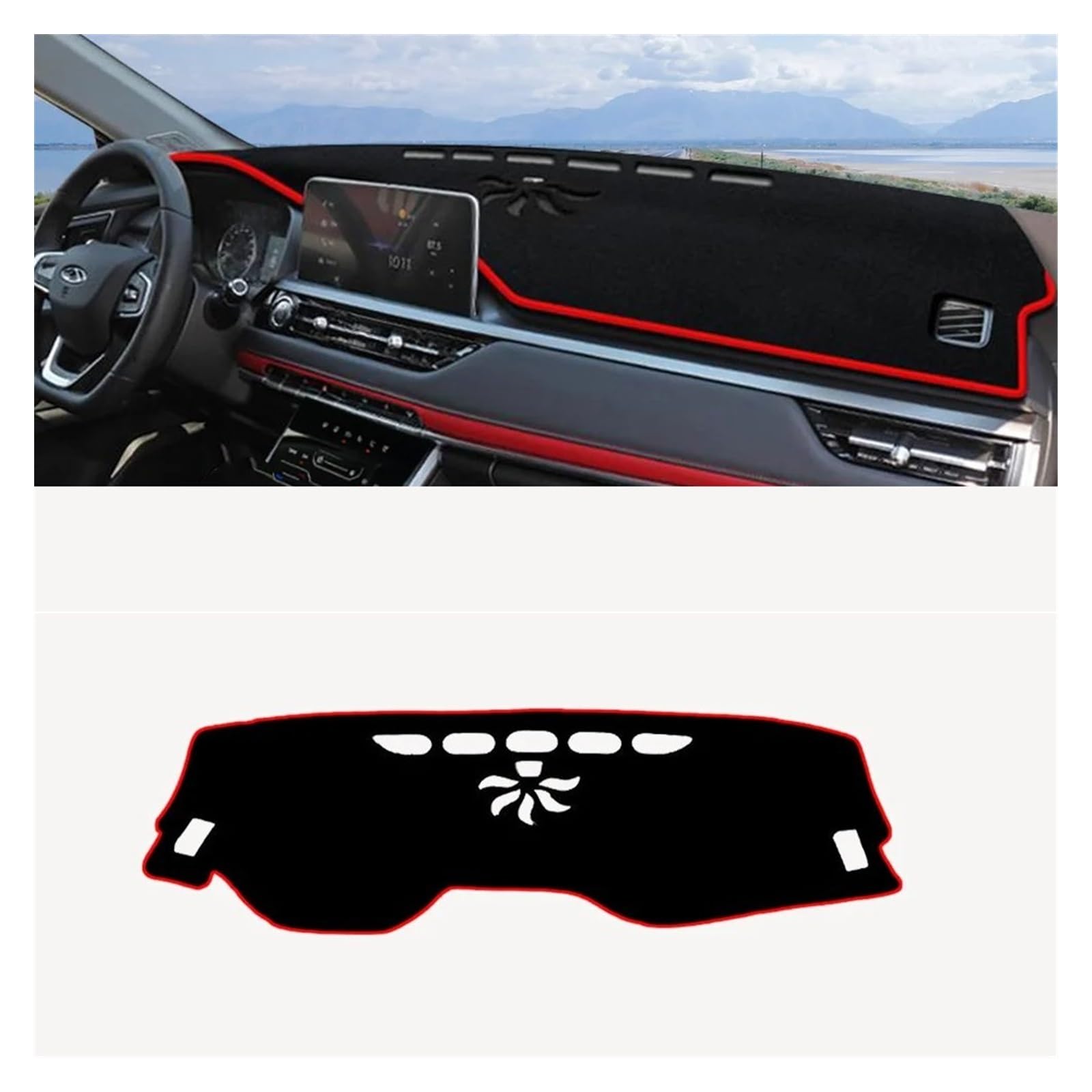 Car Dashboard Cover Mat Für Chery Für Tiggo 4 Pro 2022-2024 Auto-Armaturenbrett-Abdeckungsmatte, Rutschfeste Sonnenschutzkissen, Schützende Armaturenbrettmatte Armaturenbrett Matte(Schwarz,Left Rudder von XRUKGUO