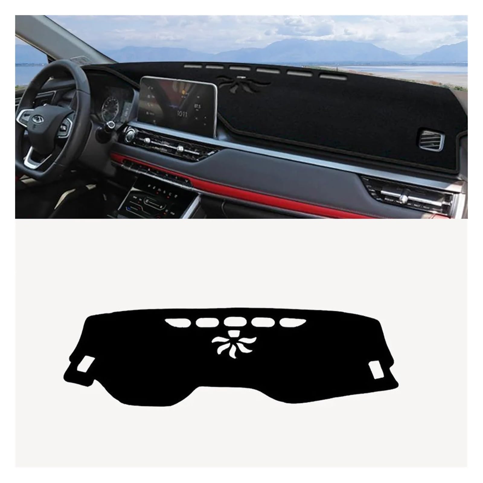 Car Dashboard Cover Mat Für Chery Für Tiggo 4 Pro 2022-2024 Auto-Armaturenbrett-Abdeckungsmatte, rutschfeste Sonnenschutzkissen, Schützende Armaturenbrettmatte Armaturenbrett Matte(Rot,Right Rudder) von XRUKGUO