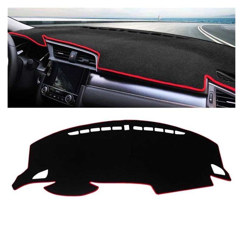 Car Dashboard Cover Mat Für Civic 10. Generation Für FC Für FK 2016 2017 2018 2019 2020 Auto Armaturenbrett-Abdeckungsmatte Sonnenschutzpolster Instrumententafelteppich Armaturenbrett Matte(A LHD Red von XRUKGUO