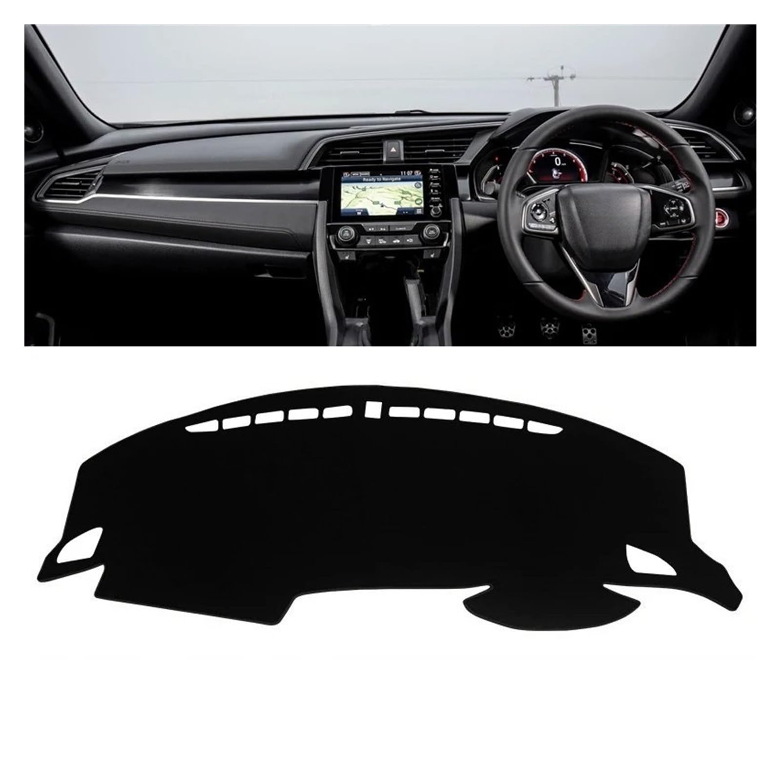 Car Dashboard Cover Mat Für Civic 10. Generation Für FC Für FK 2016 2017 2018 2019 2020 Auto Armaturenbrett-Abdeckungsmatte Sonnenschutzpolster Instrumententafelteppich Armaturenbrett Matte(A RHD Blac von XRUKGUO