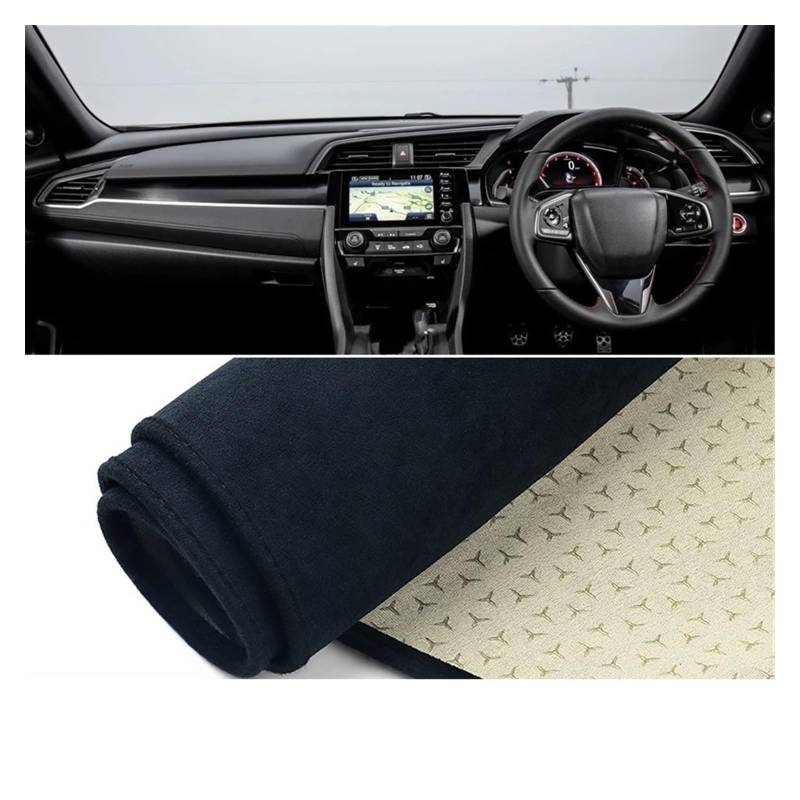 Car Dashboard Cover Mat Für Civic 10. Generation Für FC Für FK 2016 2017 2018 2019 2020 Auto Armaturenbrett-Abdeckungsmatte Sonnenschutzpolster Instrumententafelteppich Armaturenbrett Matte(B RHD Blac von XRUKGUO