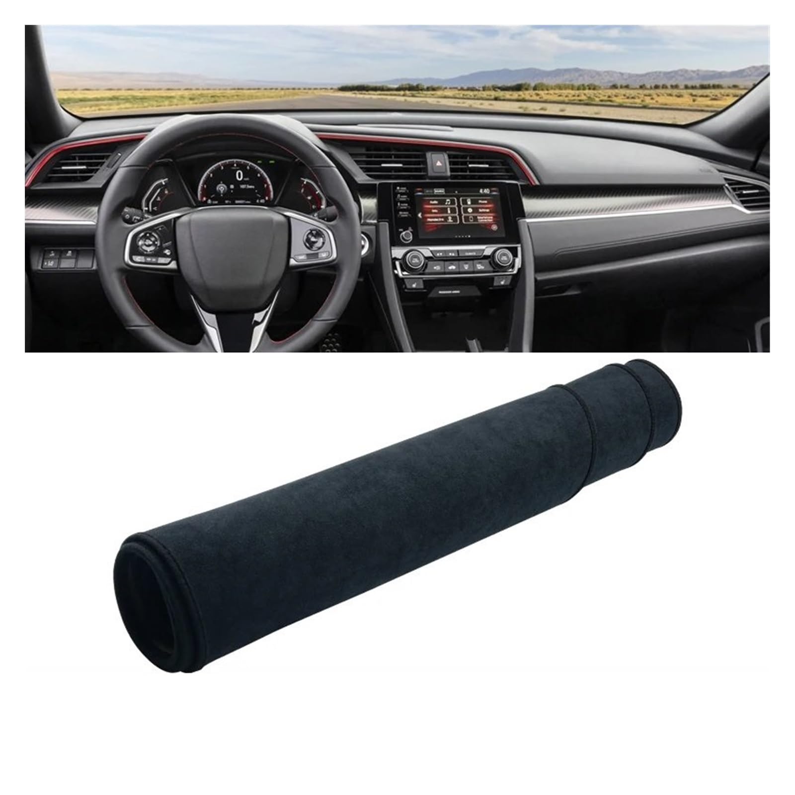 Car Dashboard Cover Mat Für Civic X 10th 2016 2017 2018 2019 2020 Auto Armaturenbrett Abdeckung Sonnenschutz Matten Fall Rutschfester Teppich Armaturenbrett Matte(B LHD Black) von XRUKGUO