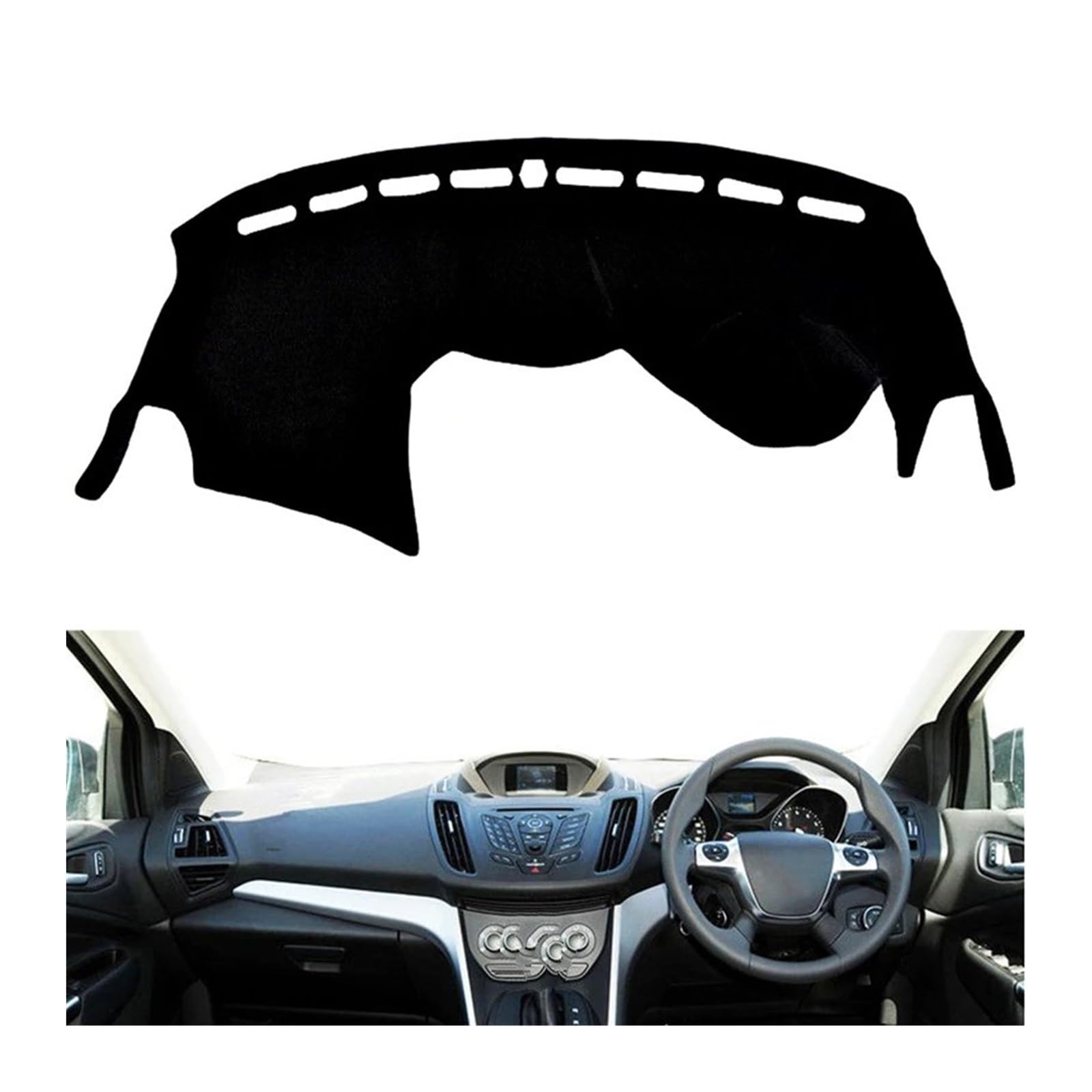 Car Dashboard Cover Mat Für Ford Für Escape Für Kuga 2013-2017 2018 2019 Dashmat Dashboard Abdeckung Matte Pad Dash Sonnenschirm Schützen Teppich Armaturenbrett Matte(Schwarz,Style 1 RHD) von XRUKGUO