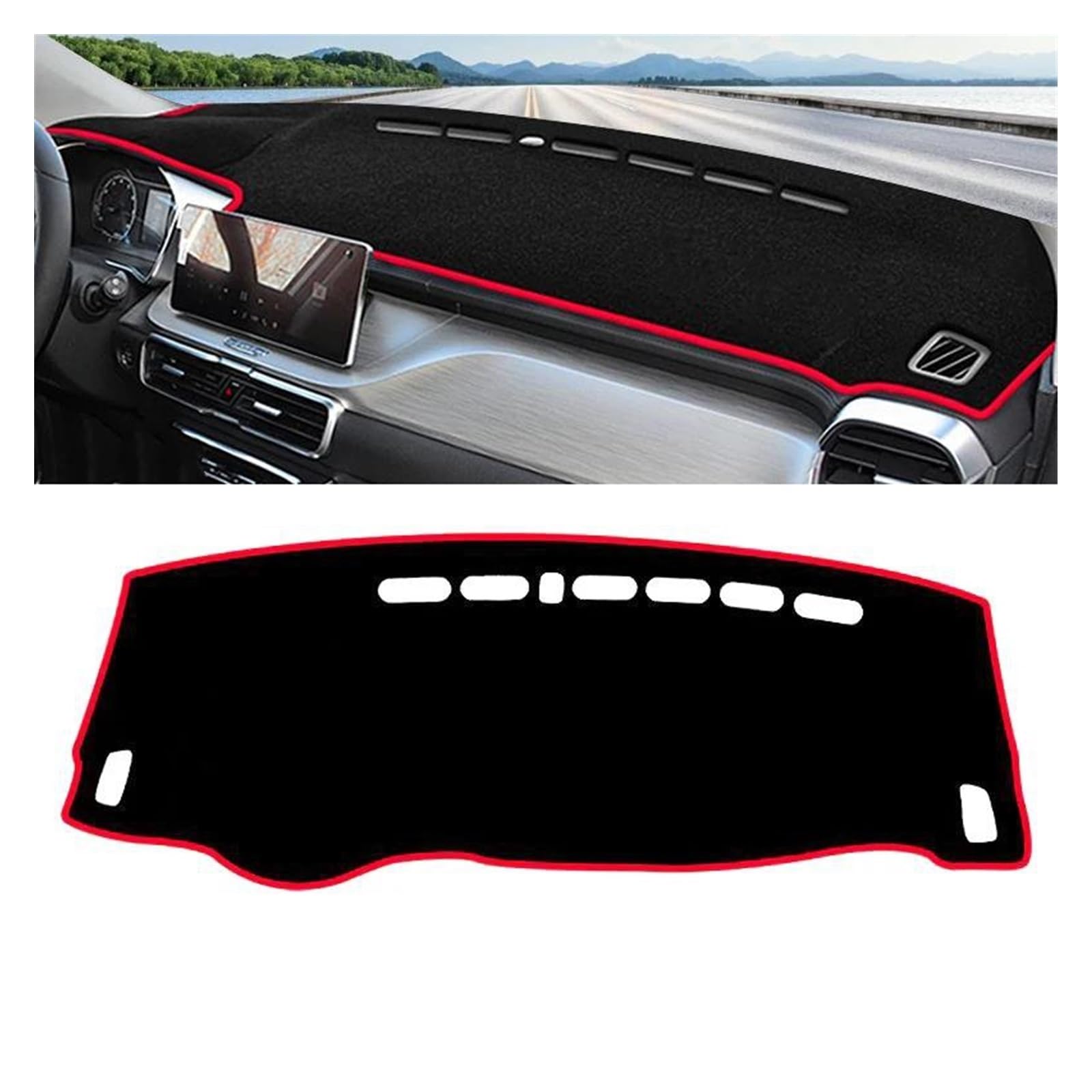 Car Dashboard Cover Mat Für Geely Für Coolray Für SX11 2019 2020 2021 2022 2023 Auto Armaturenbrett Abdeckung Matte Instrumententafel Teppich Rutschfeste Unterlage DashMat Armaturenbrett Matte(A Red S von XRUKGUO