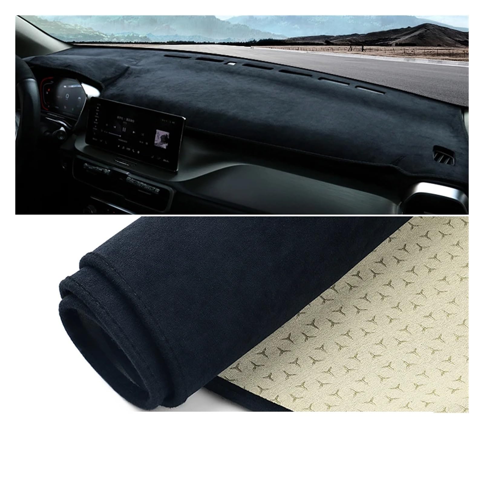 Car Dashboard Cover Mat Für Geely Für Coolray Für SX11 2019 2020 2021 2022 2023 Auto-Armaturenbrett-Sonnenschutzabdeckung rutschfeste Mattenschutz DashMat Armaturenbrett Matte(B Black) von XRUKGUO