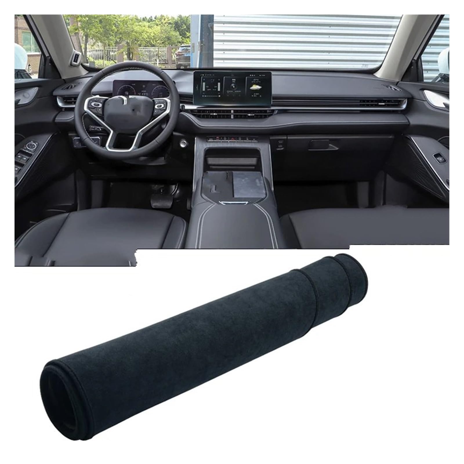 Car Dashboard Cover Mat Für Haval Für H6 3. Generation 2021 2022 2023 Für HEV Für PHEV Auto Armaturenbrettabdeckung Armaturenbrettmatte Sonnenschutz rutschfeste Unterlage Armaturenbrett Matte(B Black von XRUKGUO