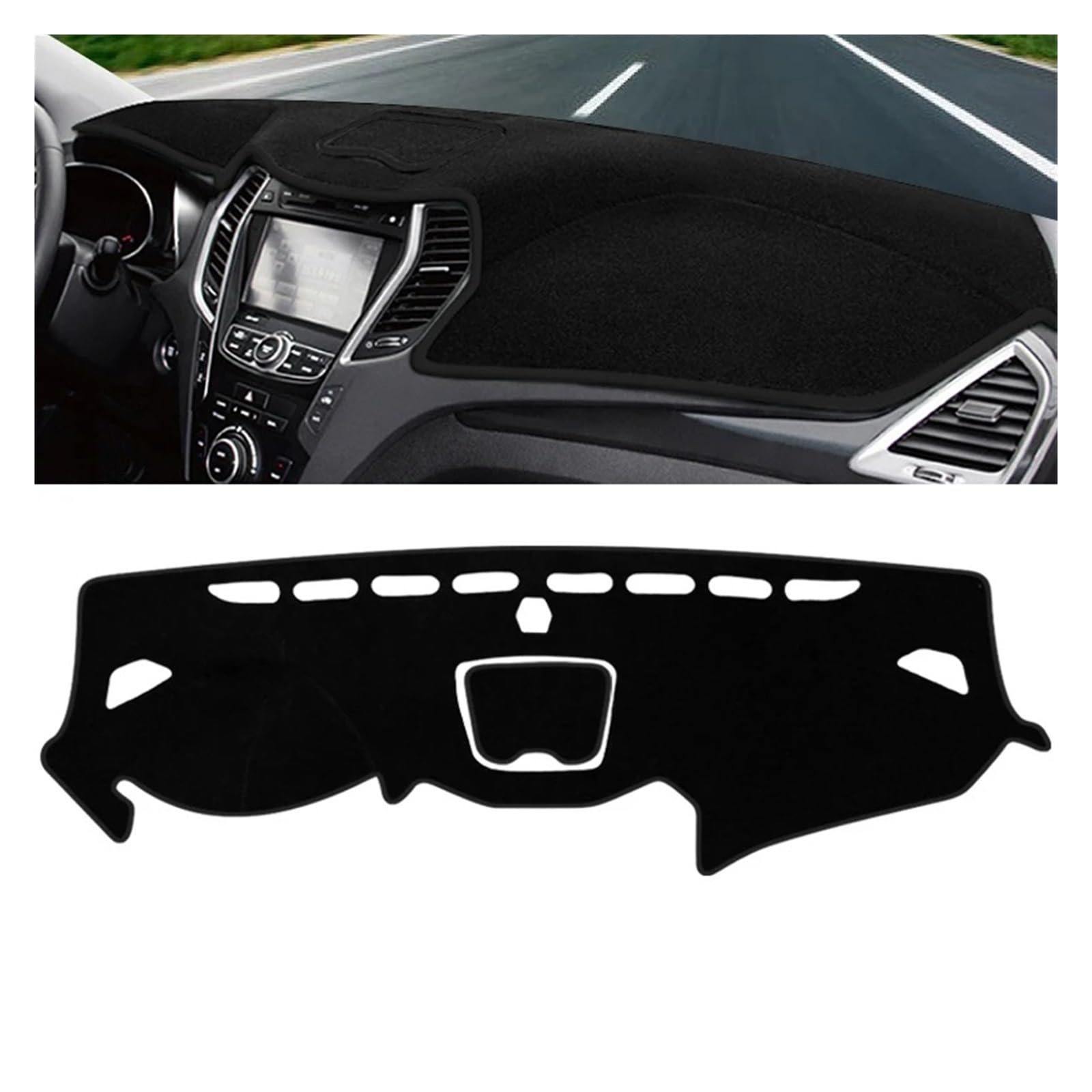 Car Dashboard Cover Mat Für Hyundai Für Santa Fe 3 Für DM 2013-2017 Auto Armaturenbrett Abdeckung Instrument Schreibtisch Sonnenschutz Matte Dash rutschfest Armaturenbrett Matte(LHD Black Side) von XRUKGUO