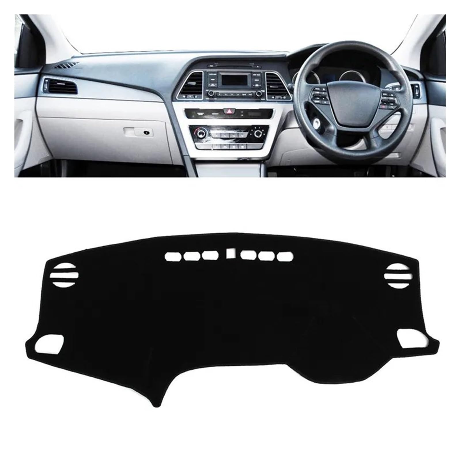 Car Dashboard Cover Mat Für Hyundai Für Sonata 2015 2016 2017-2019 LF Dashmat Dashboard Abdeckung Pad Matte Anti-Slip Sonnenschirm Schützen Teppich Armaturenbrett Matte(Schwarz,RHD) von XRUKGUO