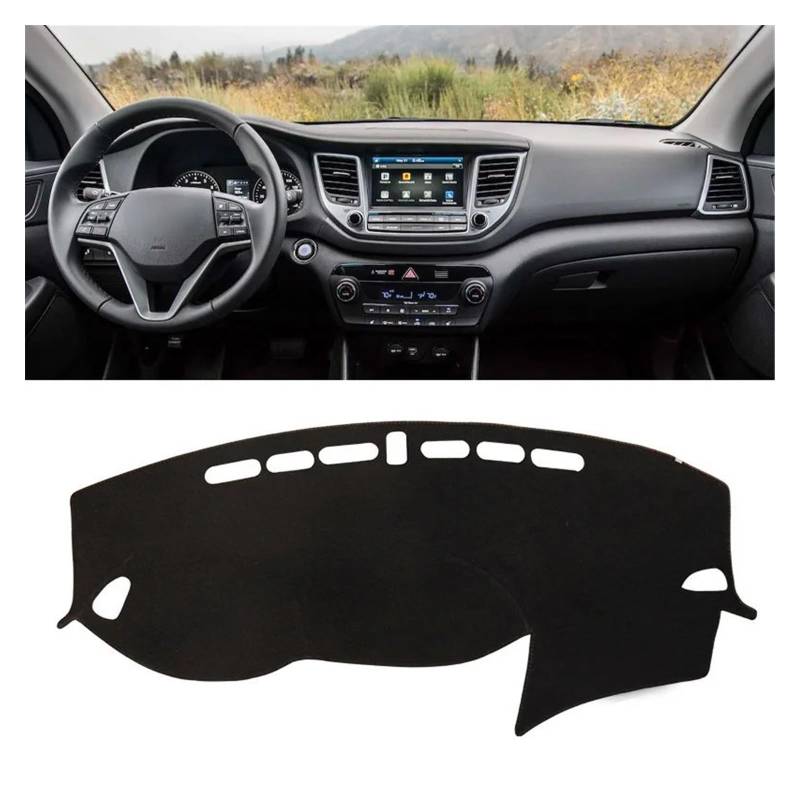 Car Dashboard Cover Mat Für Hyundai Für Tucson 2015-2016 2017 2018 2019 2020 Dashboard Abdeckung Matte Pad Dashmat Dash Sonnenschirm Instrument Teppich Armaturenbrett Matte(LHD Black 15-18) von XRUKGUO