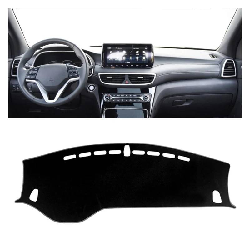 Car Dashboard Cover Mat Für Hyundai Für Tucson 2015-2016 2017 2018 2019 2020 Dashboard Abdeckung Matte Pad Dashmat Dash Sonnenschirm Instrument Teppich Armaturenbrett Matte(LHD Black 19-20) von XRUKGUO