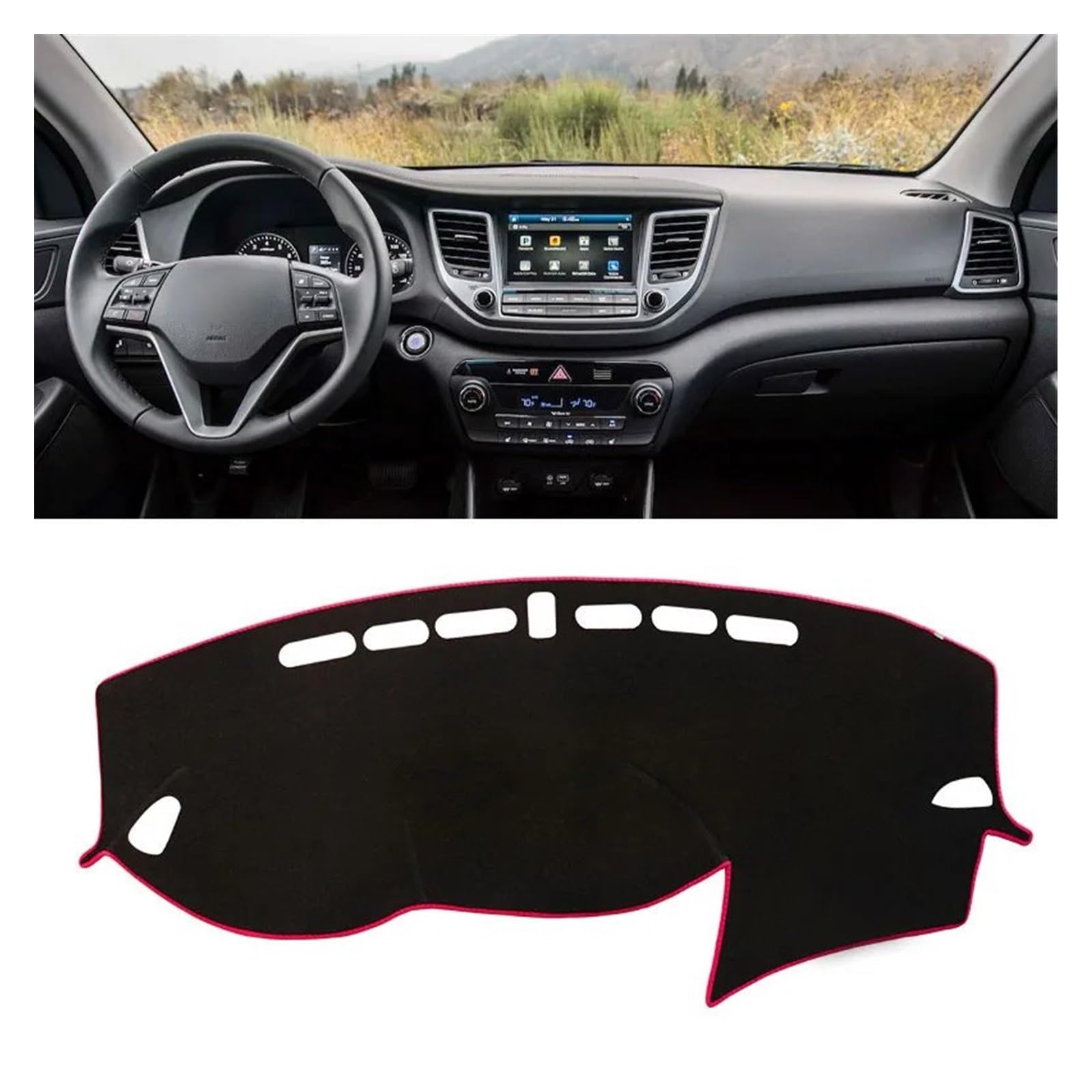 Car Dashboard Cover Mat Für Hyundai Für Tucson 2015-2016 2017 2018 2019 2020 Dashboard Abdeckung Matte Pad Dashmat Dash Sonnenschirm Instrument Teppich Armaturenbrett Matte(LHD Red 15-18) von XRUKGUO