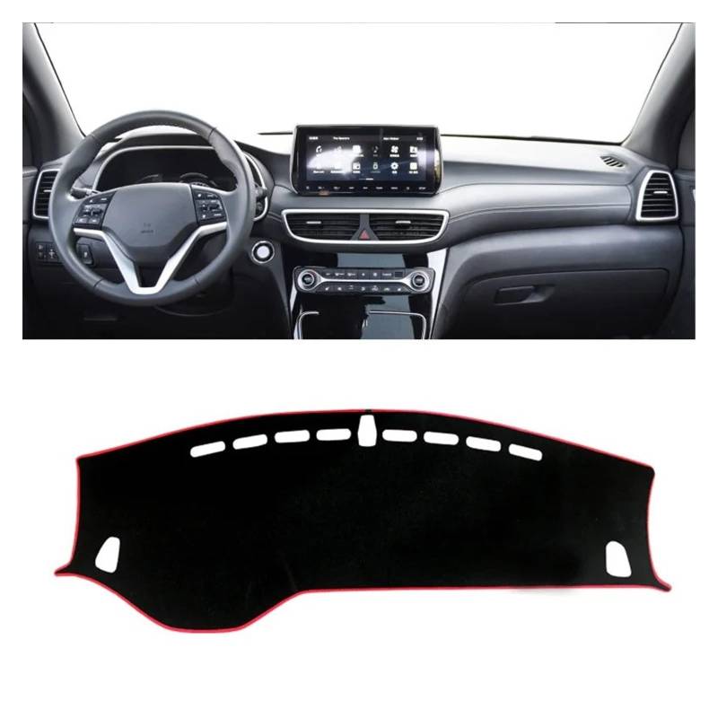 Car Dashboard Cover Mat Für Hyundai Für Tucson 2015-2016 2017 2018 2019 2020 Dashboard Abdeckung Matte Pad Dashmat Dash Sonnenschirm Instrument Teppich Armaturenbrett Matte(LHD Red 19-20) von XRUKGUO