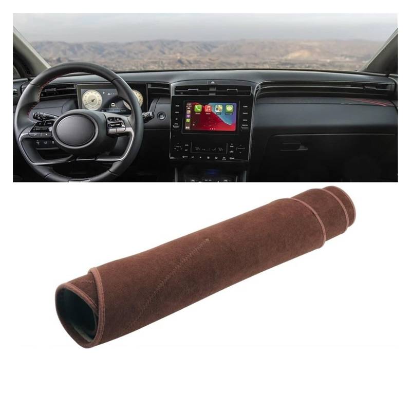 Car Dashboard Cover Mat Für Hyundai Für Tucson Für NX4 2021 2022 2023 2024 Auto-Armaturenbrett-Abdeckung Sonnenschutzmatte Vermeiden Sie Lichtpads Gehäuseteppiche Armaturenbrett Matte(B LHD Brown) von XRUKGUO