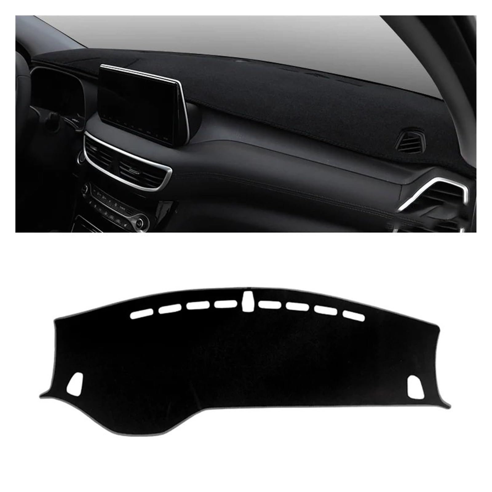 Car Dashboard Cover Mat Für Hyundai Für Tucson Für TL Für NX4 2015-2018 2019 2020 2021 2022 2023 Auto Armaturenbrett Abdeckung Matte Sonnenschutz Pad Teppiche Armaturenbrett Matte(LHD 19-20 Black) von XRUKGUO