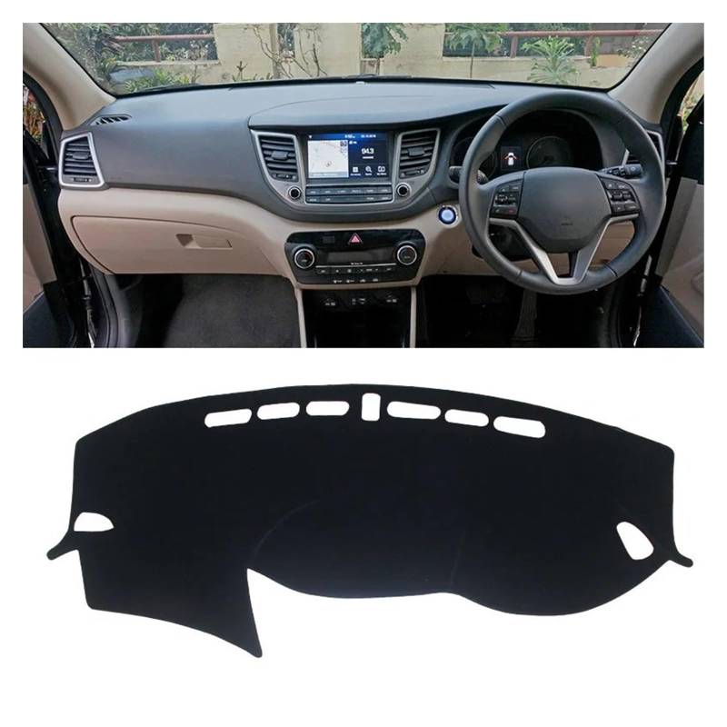 Car Dashboard Cover Mat Für Hyundai Für Tucson Für TL Für NX4 2015-2018 2019 2020 2021 2022 2023 Auto Armaturenbrett Abdeckung Matte Sonnenschutz Pad Teppiche Armaturenbrett Matte(RHD 15-18 Black) von XRUKGUO