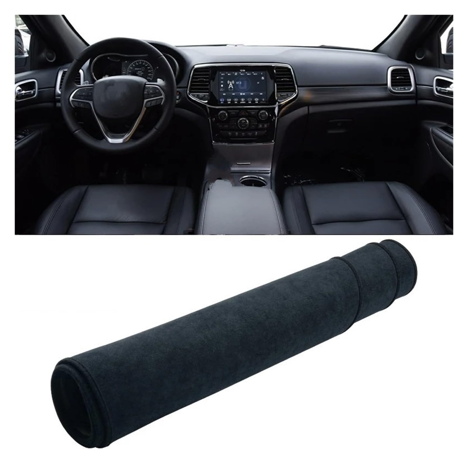 Car Dashboard Cover Mat Für Jeep Für Grand Für Cherokee 2011-2013 2014 2015 2016 2017 2018 2019 Auto Armaturenbrett Abdeckung Instrument Schreibtisch Sonnenschutz Armaturenbrett Matte(B Black) von XRUKGUO