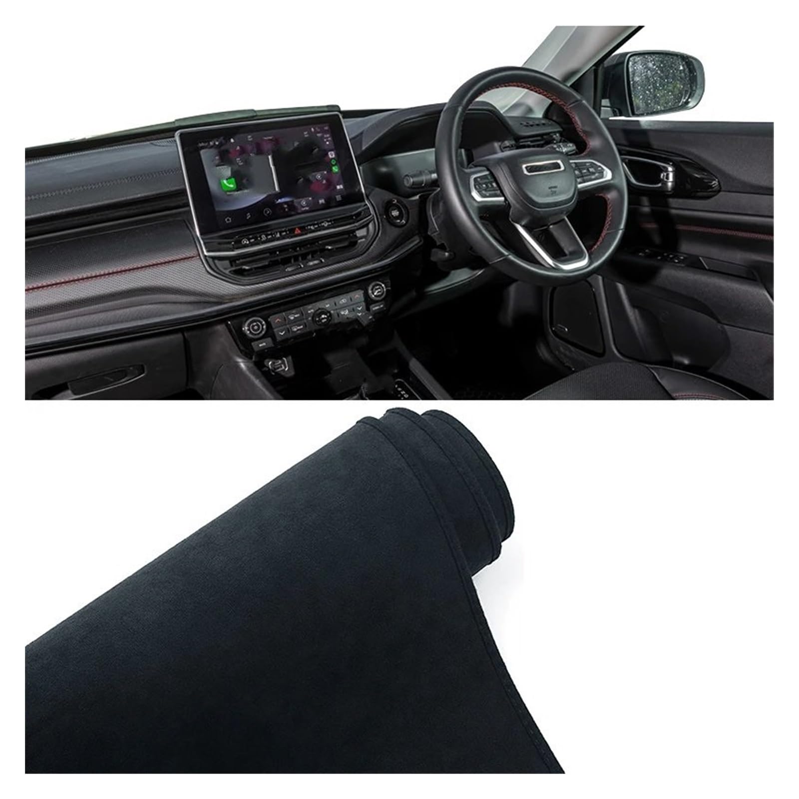 Car Dashboard Cover Mat Für Jeep Für Kompass 2021 2022 2023 2024 Für E-Hybrid Armaturenbrett Lichtabdeckung Vermeiden rutschfeste Matte Instrumententeppich Armaturenbrett Matte(B Black RHD) von XRUKGUO