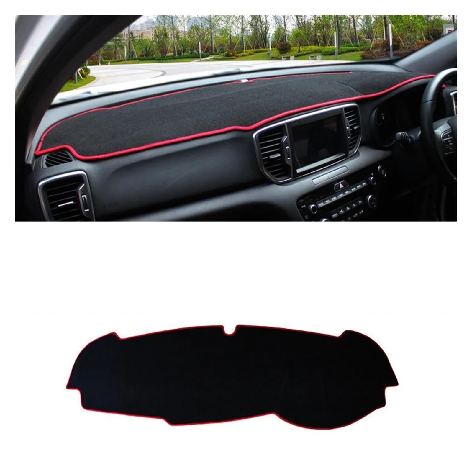 Car Dashboard Cover Mat Für KIA Für Sportage 4 2016-2019 2020 2021 Auto-Armaturenbrett-Abdeckungsmatten Instrumentenplattform Schreibtischteppiche Armaturenbrett Matte(RHD Red Side) von XRUKGUO