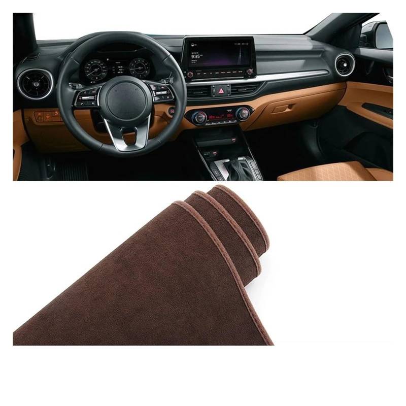 Car Dashboard Cover Mat Für Kia Für Cerato Für K3 Für Forte 2019 2020 2021 2022 Auto Armaturenbrettmatte Armaturenbrett Sonnenschutz Pad Hülle Armaturenbrettmatte Armaturenbrett Matte(B Brown LHD) von XRUKGUO